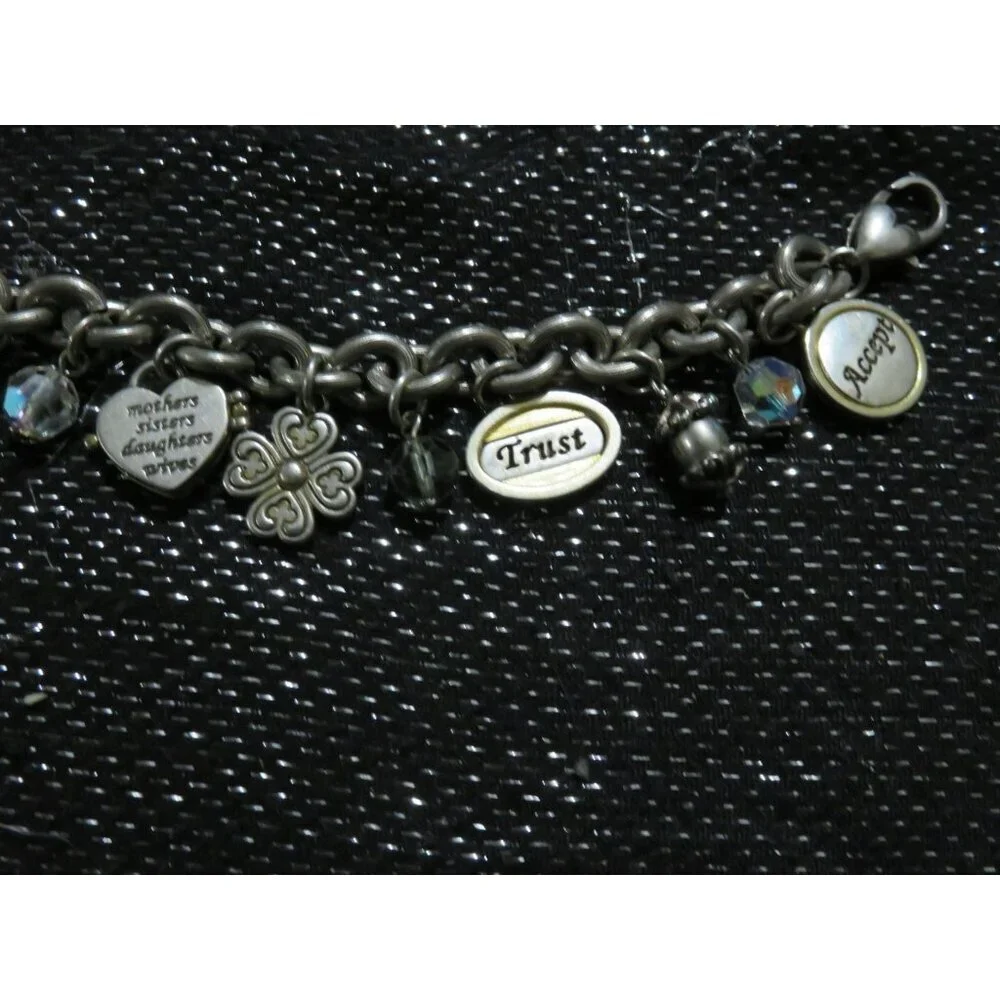 Brighton Signed Charm Bracelet Power of Pink  Breast Cancer Awareness 8 inch